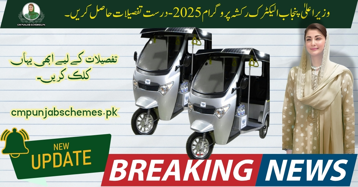 CM Punjab E Rickshaw Program 2025 : New updates & Comprehensive Guide 1 E Rickshaw Program